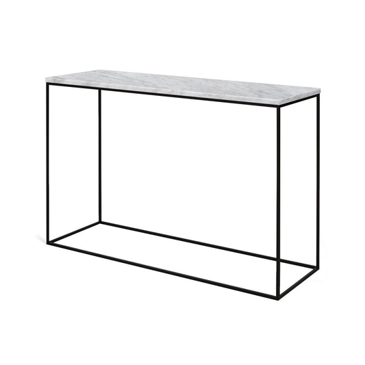 Console en Marbre Blanc et Métal Noir – Minimalisme et Raffinement Modernista Maroc