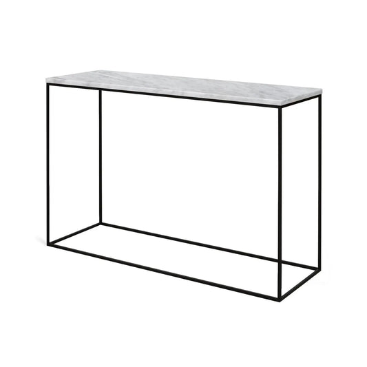 Console en Marbre Blanc et Métal Noir – Minimalisme et Raffinement Modernista Maroc