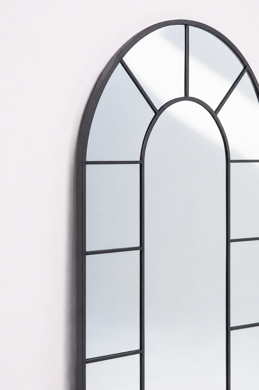 Miroir Arqué noir avec Cadre Divisé ( 4 Dimensions ) Modernista Maroc