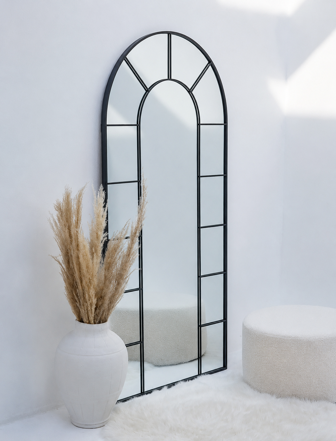 Miroir Arqué noir avec Cadre Divisé ( 4 Dimensions ) Modernista Maroc