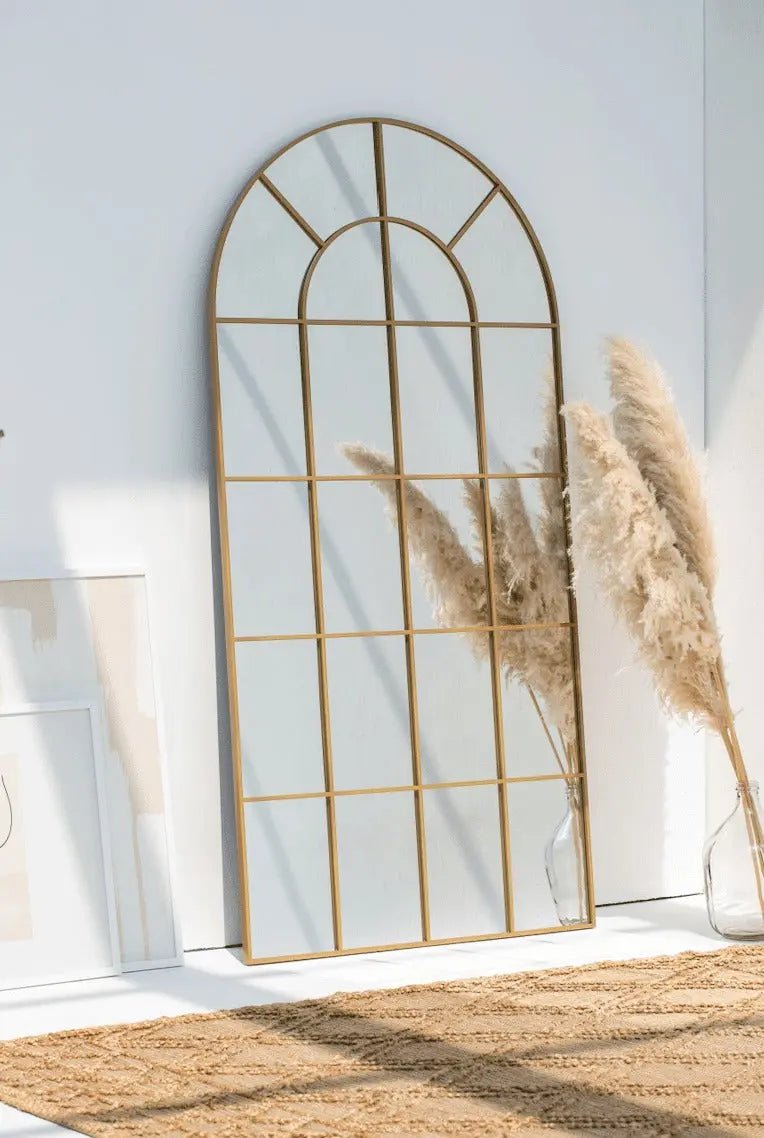 Miroir Fenêtre Arqué Doré – 3 Dimensions - Modernista Maroc