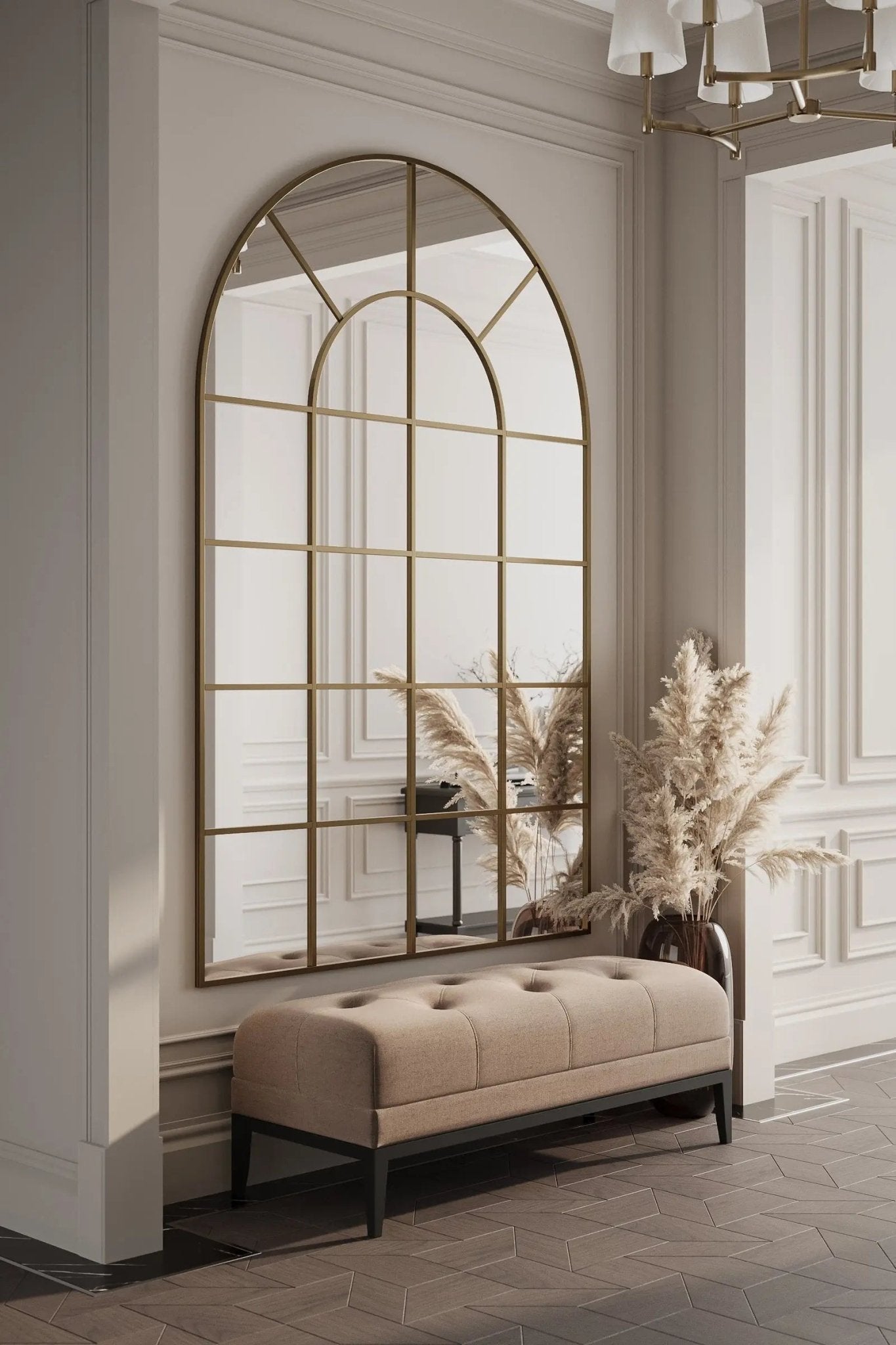 Miroir Arqué Doré XXL (210 × 140 cm) - Modernista Maroc