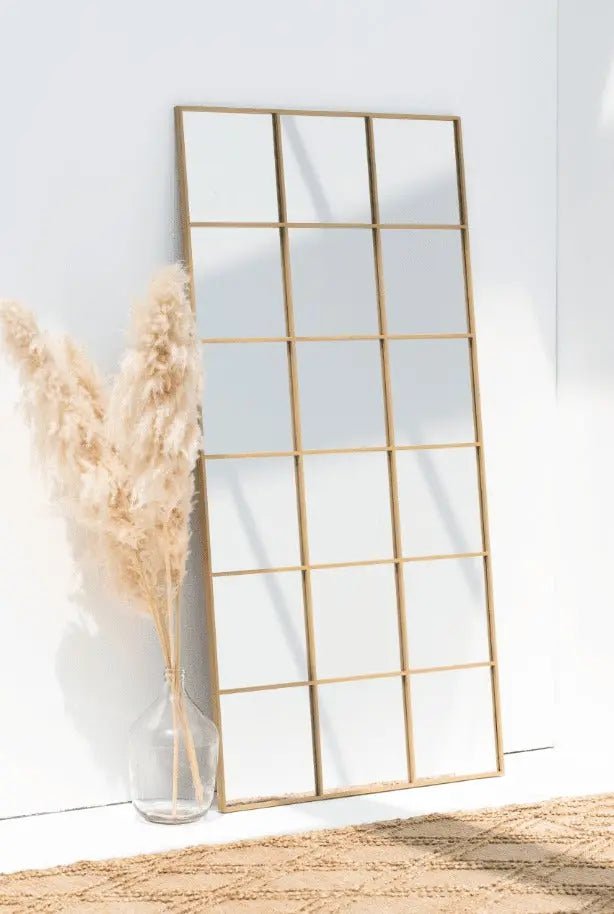 Miroir Fenêtre Rectangulaire Doré - Modernista Maroc