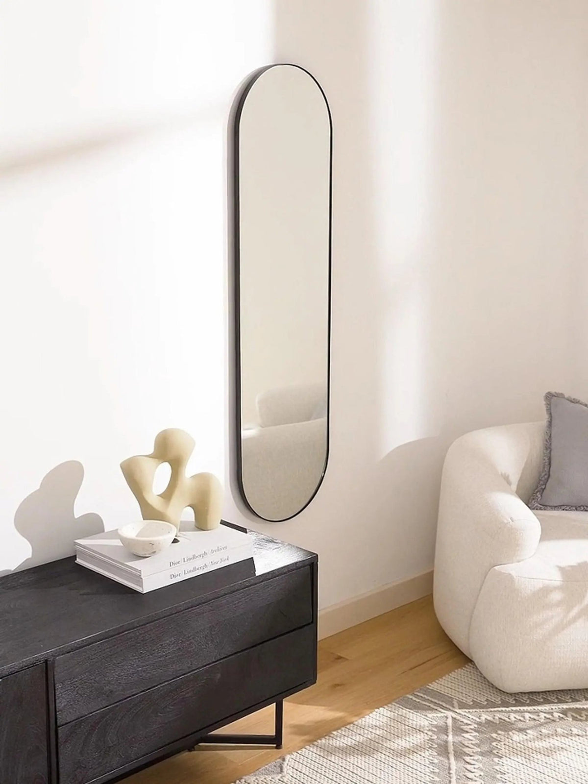 Miroir Mural Ovale Noir (4 Tailles) - Modernista Maroc