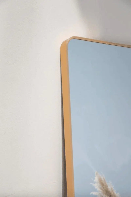 Miroir Rectangulaire Doré avec Coins Arrondis - Modernista Maroc