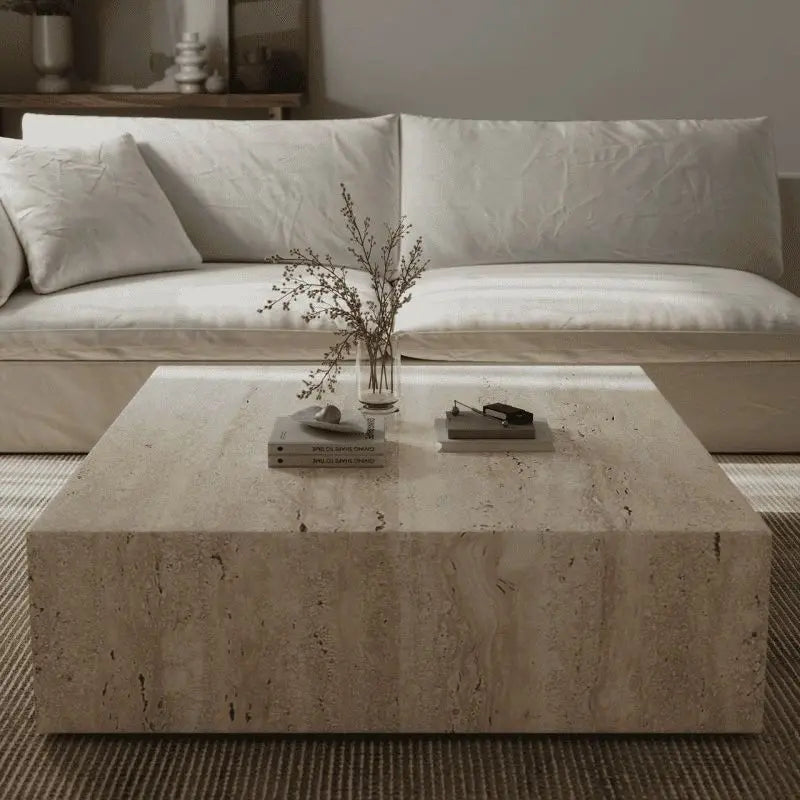 Table Basse carrée Lumora en Travertin