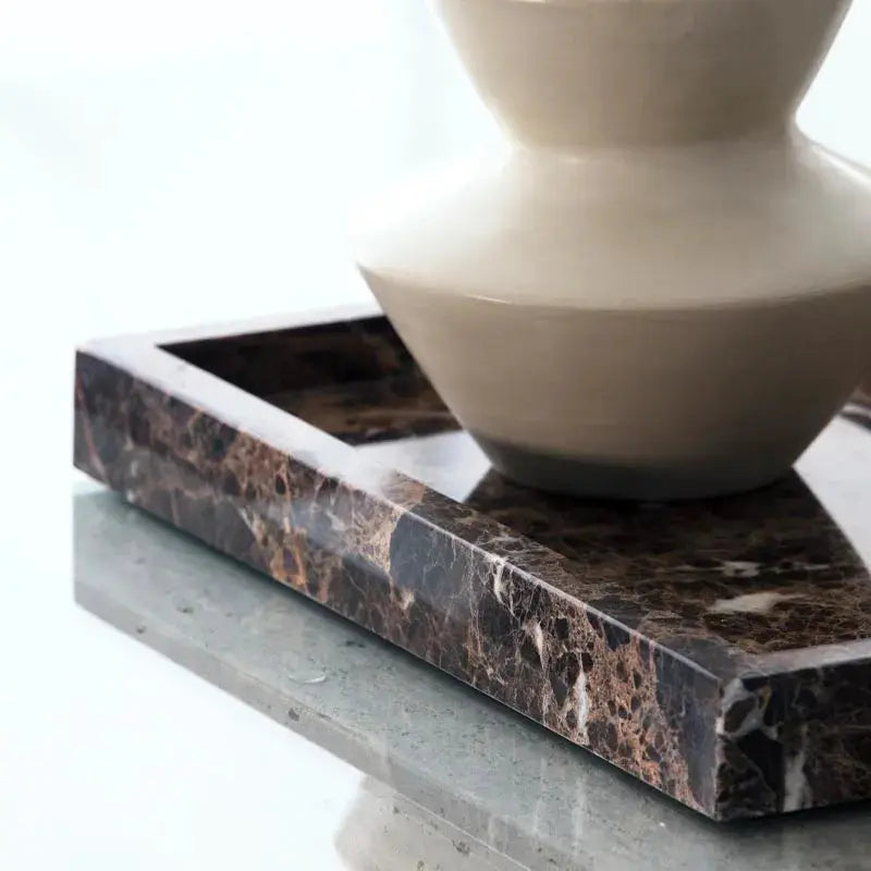 Plateau rectangulaire en Marbre Marron Modernista Maroc