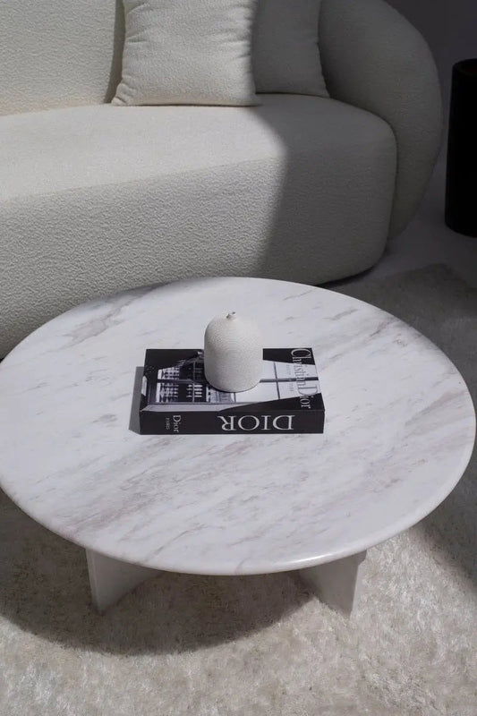 Table basse en marbre Blanc Saphir - Modernista Maroc