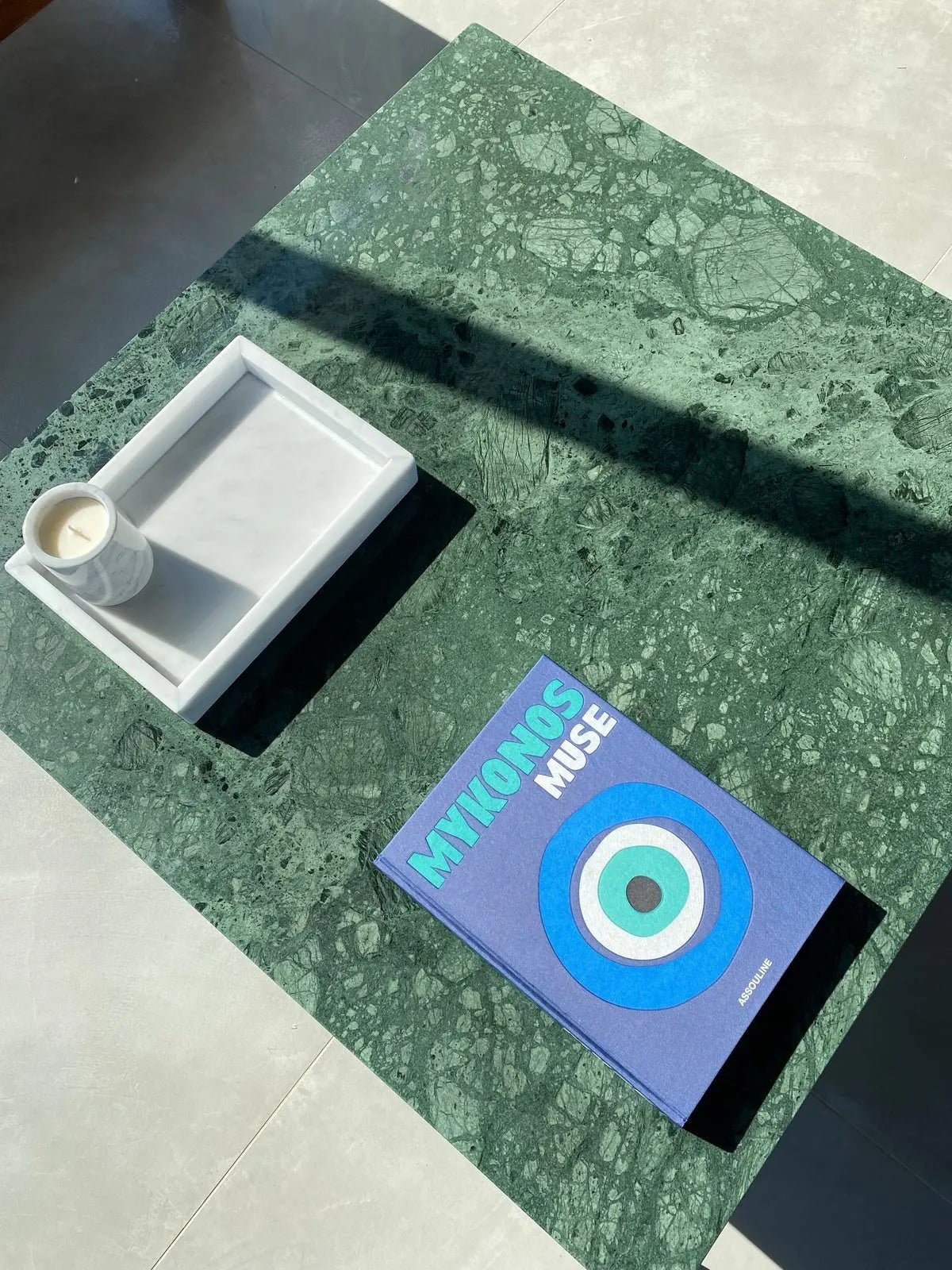 Table basse en Marbre Vert Guatemala - Modernista Maroc