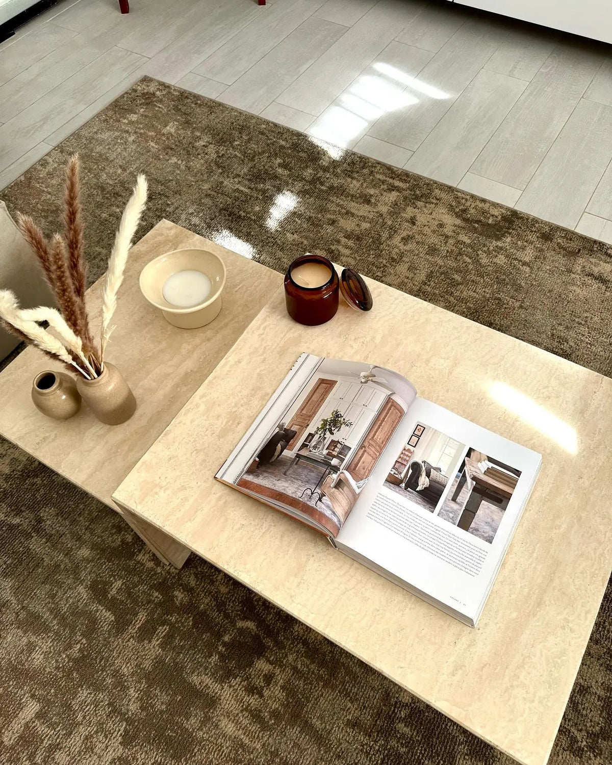 Table basse en travertin Assilah - Modernista Maroc