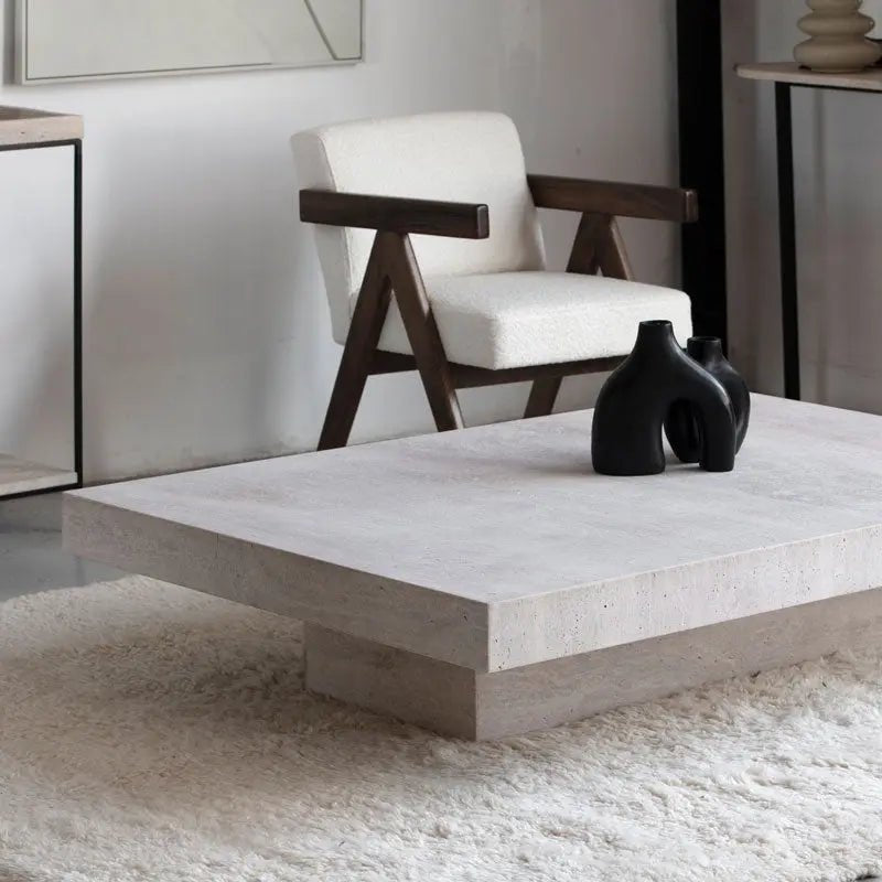 Table Basse en Travertin Oreste - Rectangulaire - Modernista Maroc