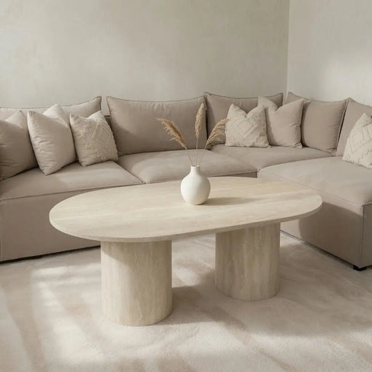 Table basse KYRENE en travertin - Modernista Maroc