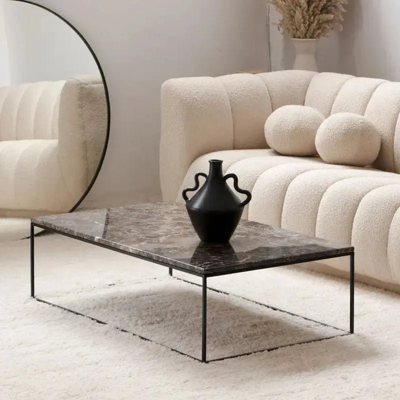 Table Basse Rectangulaire support noir - Divers Marbre et Dimensions - Modernista Maroc