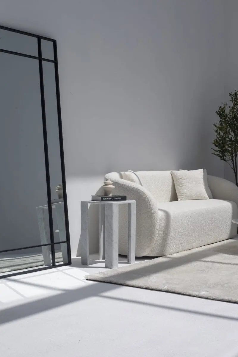 Table d'appoint en marbre Bianco Carrara C (2 tailles) - Modernista Maroc