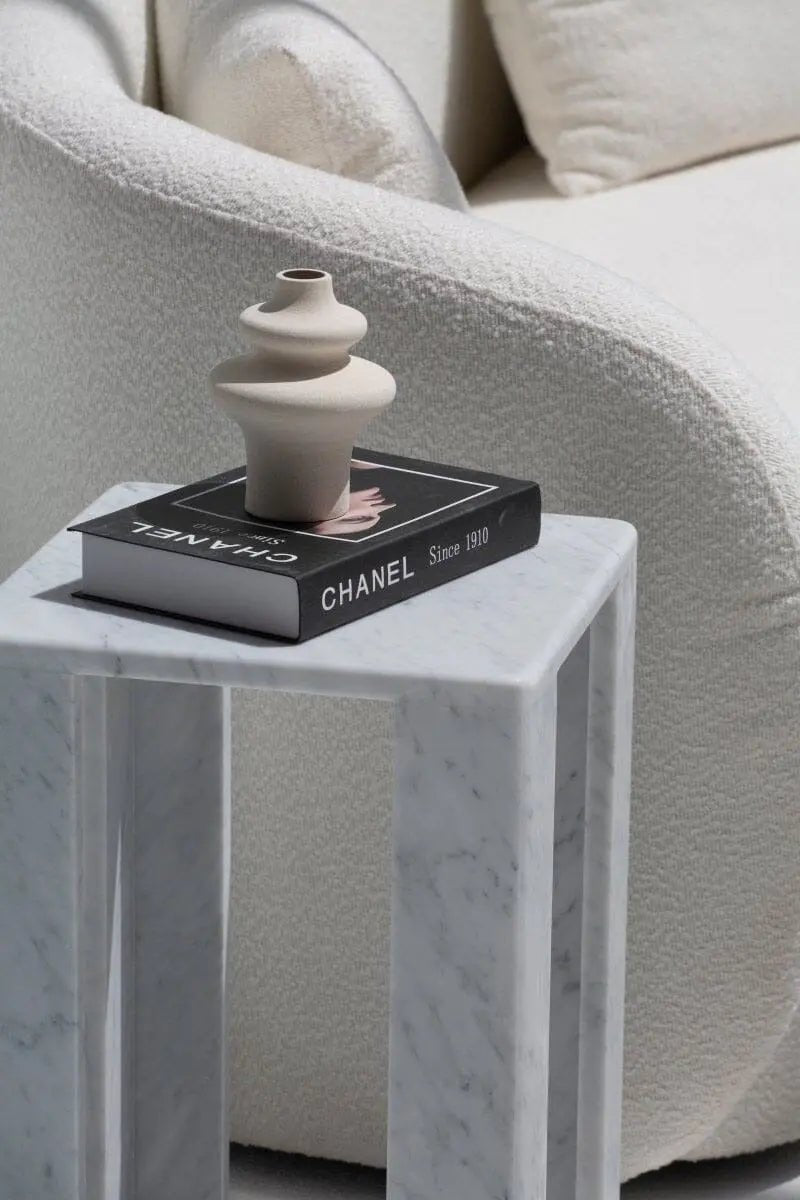 Table d'appoint en marbre Bianco Carrara C (2 tailles) - Modernista Maroc