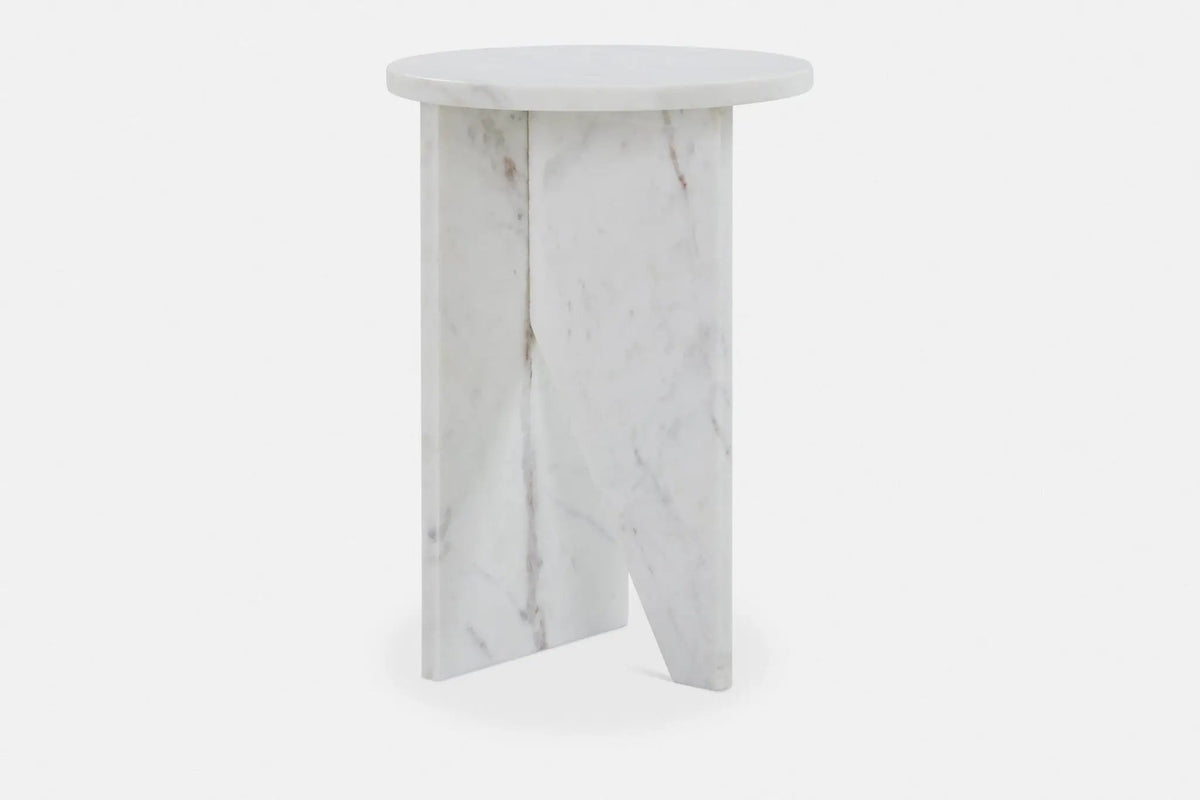 Table d'appoint en Marbre Blanc Saphir - Modernista Maroc