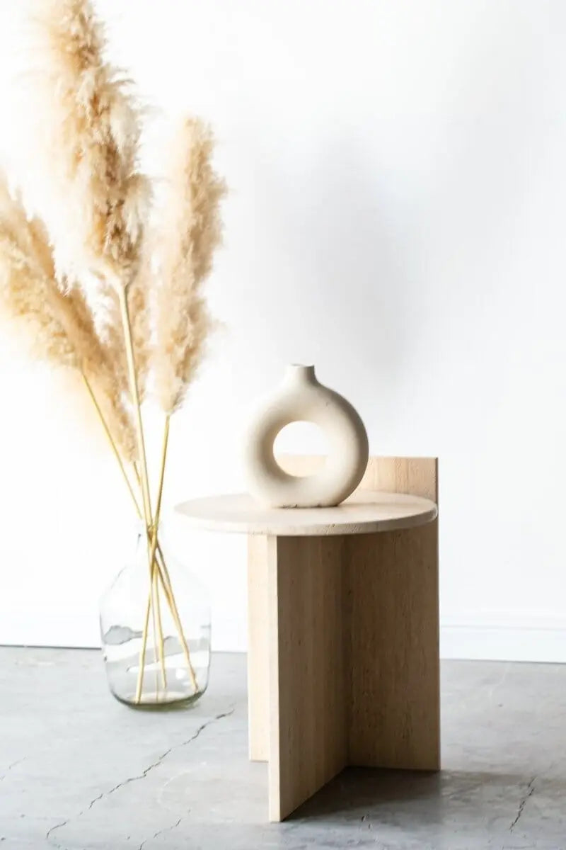 Table d'appoint ronde en travertin - Modernista Maroc