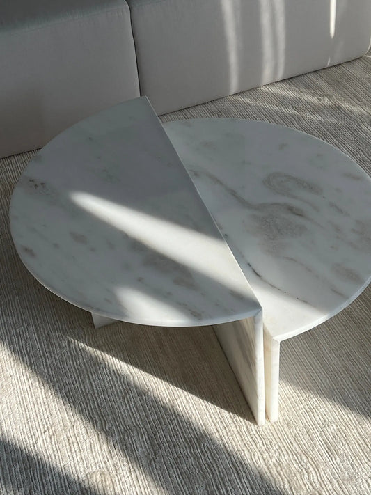 Table basse en marbre Blanc - Nola - Modernista Maroc