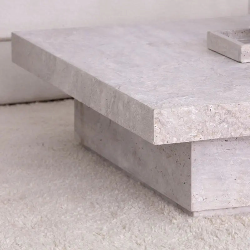 Table Basse en Travertin Oreste - Carré - Modernista Maroc