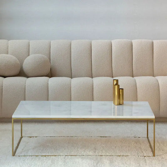 Table Basse Rectangulaire Dorée- Divers Marbre et Dimensions - Modernista Maroc