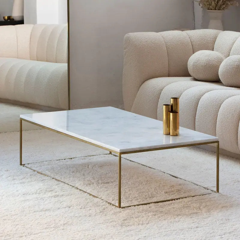 Table Basse Rectangulaire Dorée- Divers Marbre et Dimensions - Modernista Maroc