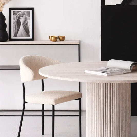 Table à manger ronde en travertin Thèbes