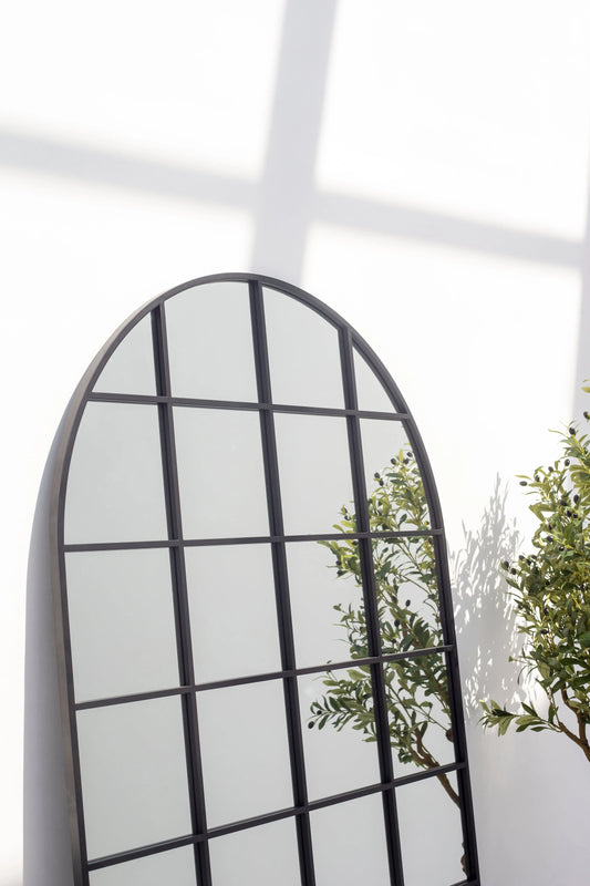 Grand Miroir Arqué Structuré Noir