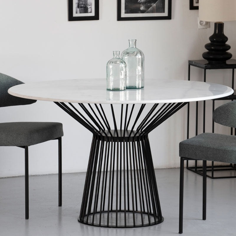 Table à manger ronde en marbre blanc – Élégance et convivialité Modernista Maroc