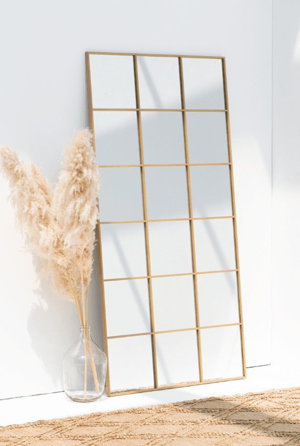 Miroir Fenêtre Rectangulaire Doré Modernista Maroc