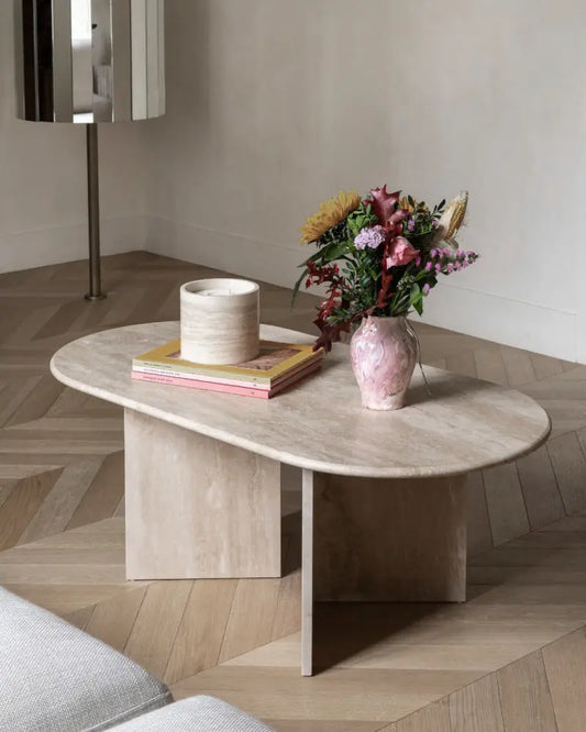 Table Basse Spinelle en Travertin Modernista Maroc