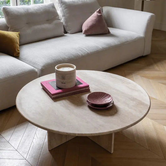 Table basse ronde en travertin Elektra Modernista Maroc