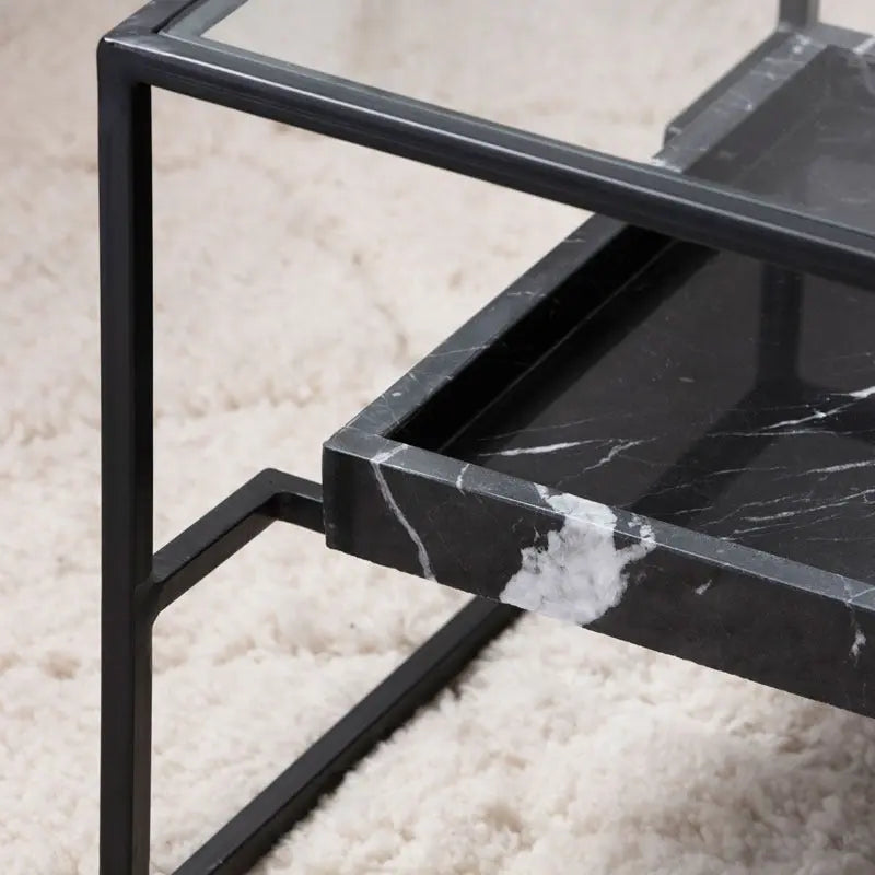 Table Basse Valeria en Verre & Marbre Noir — Design Épuré et Contrastes Élégants Ma boutique