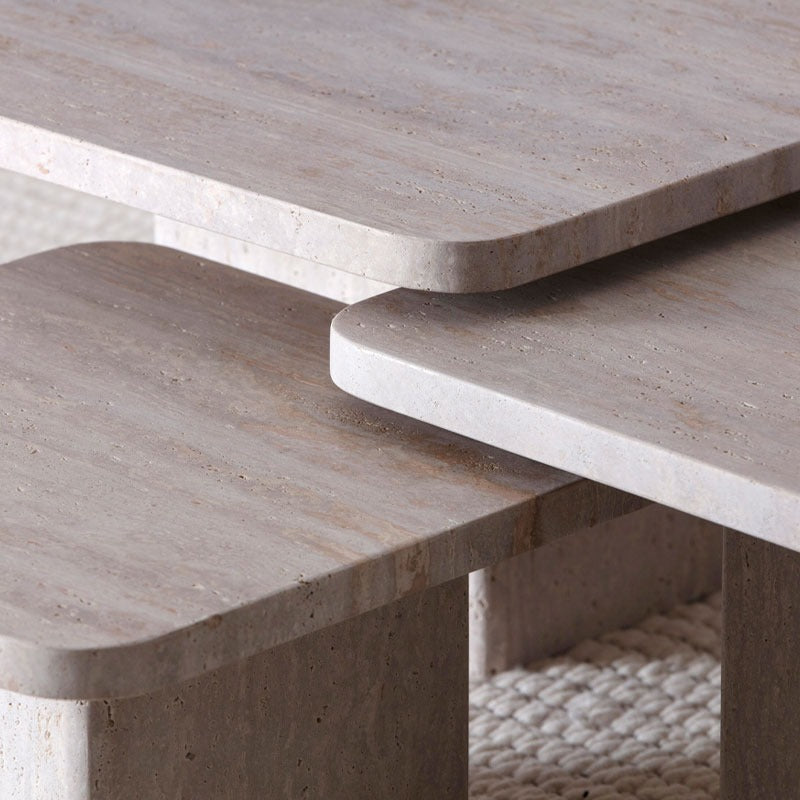 Trio de Tables Basses Solara en Travertin