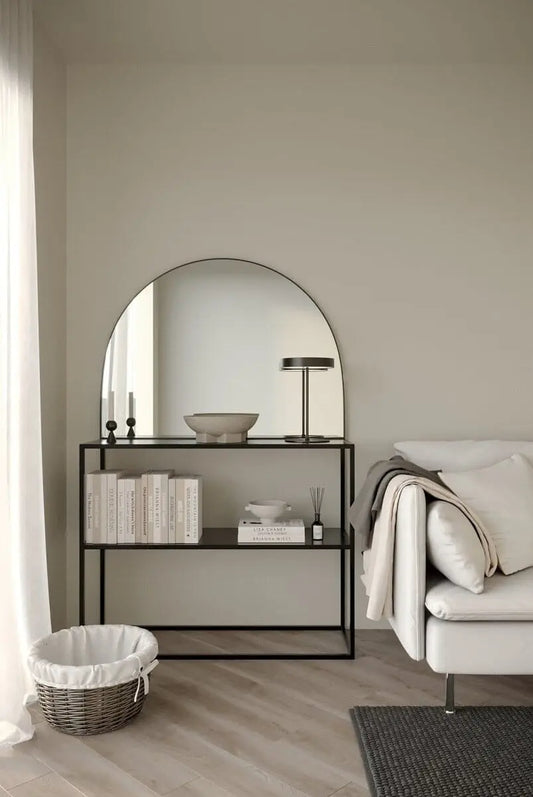 Miroir Console Arqué Noir — Élégance & Sobriété Modernista Maroc