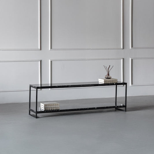 Meuble TV Atlas en marbre noir