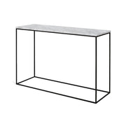 Console en Marbre Blanc et Métal Noir – Minimalisme et Raffinement