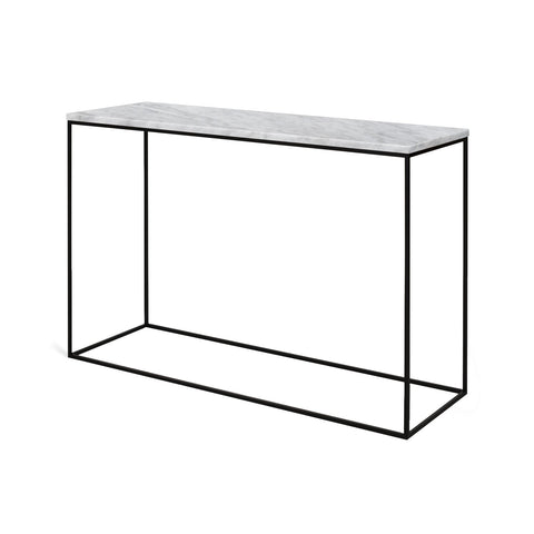 Console en Marbre Blanc et Métal Noir – Minimalisme et Raffinement
