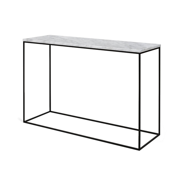 Console en Marbre Blanc et Métal Noir – Minimalisme et Raffinement