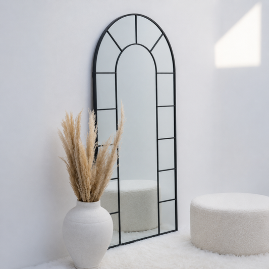 Miroir Arqué noir avec Cadre Divisé ( 4 Dimensions ) Modernista Maroc