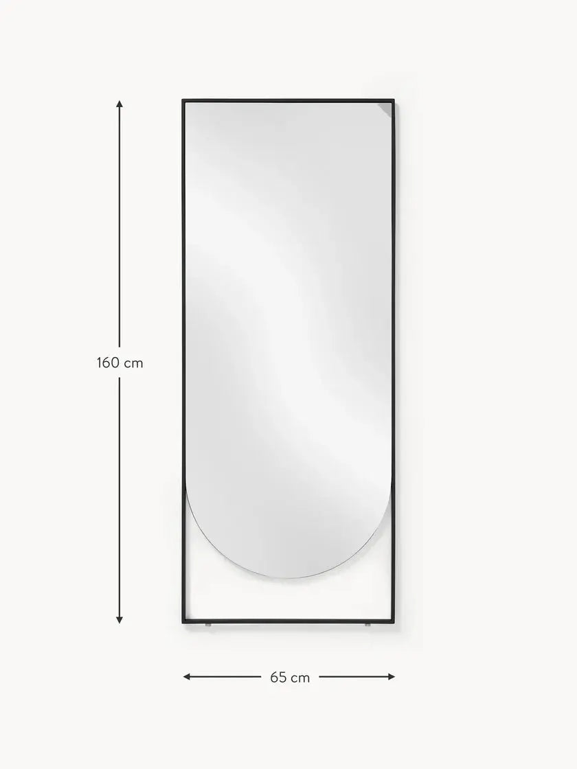 Miroir Noir Rectangulaire avec Détail Arrondi - 160 cm x 65 cm