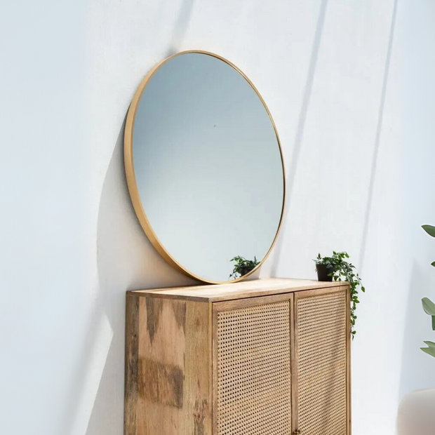 Miroir Rond Doré (7 Diamètres)