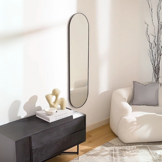 Miroir Mural Ovale Noir (4 Tailles)