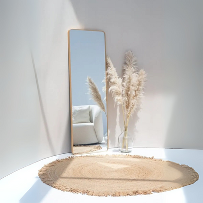 Miroir Rectangulaire Doré avec Coins Arrondis