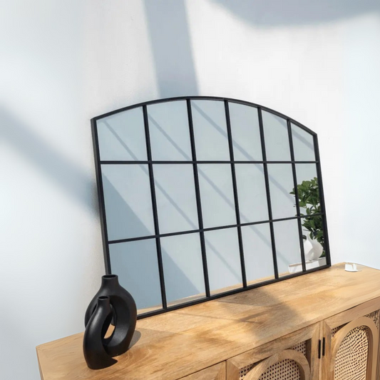 Miroir Noir avec Design en Grilles - Dimensions 120 x 80 cm