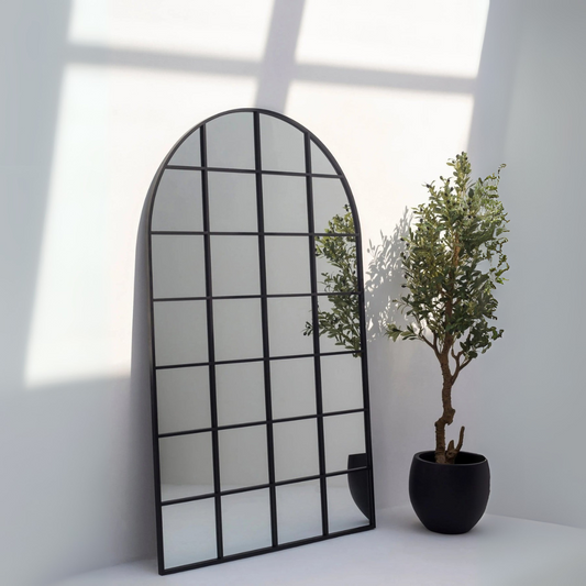 Grand Miroir Arqué Structuré Noir