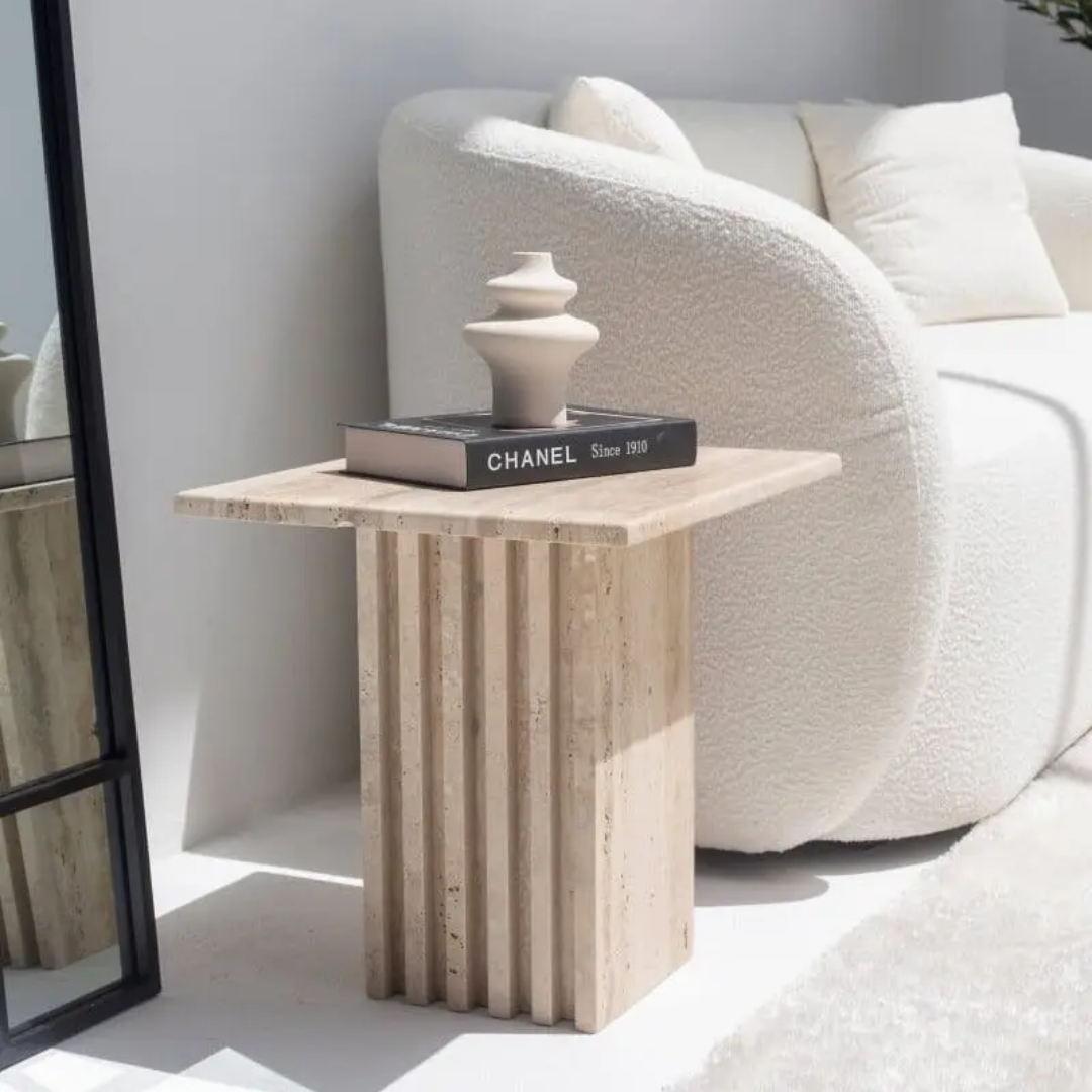 Table d'appoint en travertin