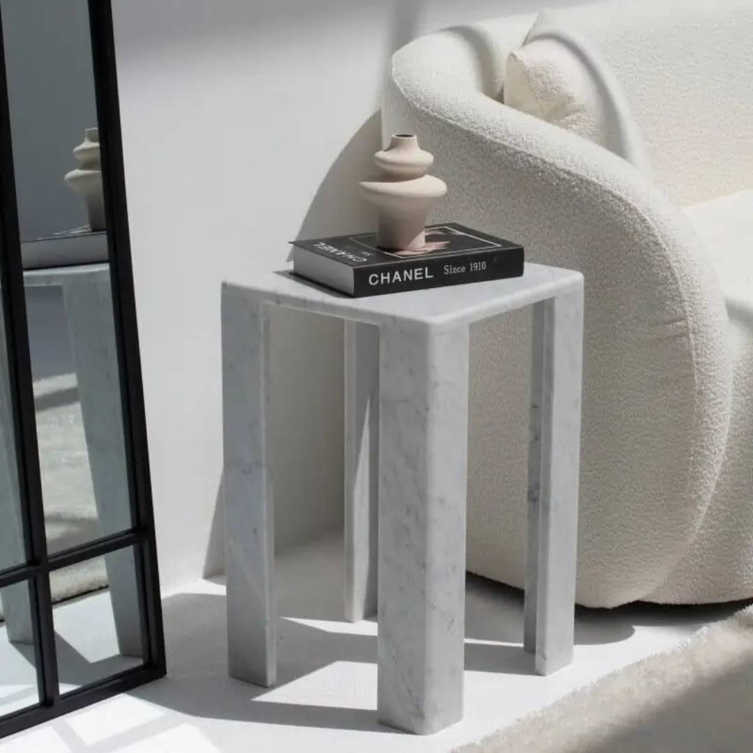 Table d'appoint en marbre Bianco Carrara C (2 tailles)