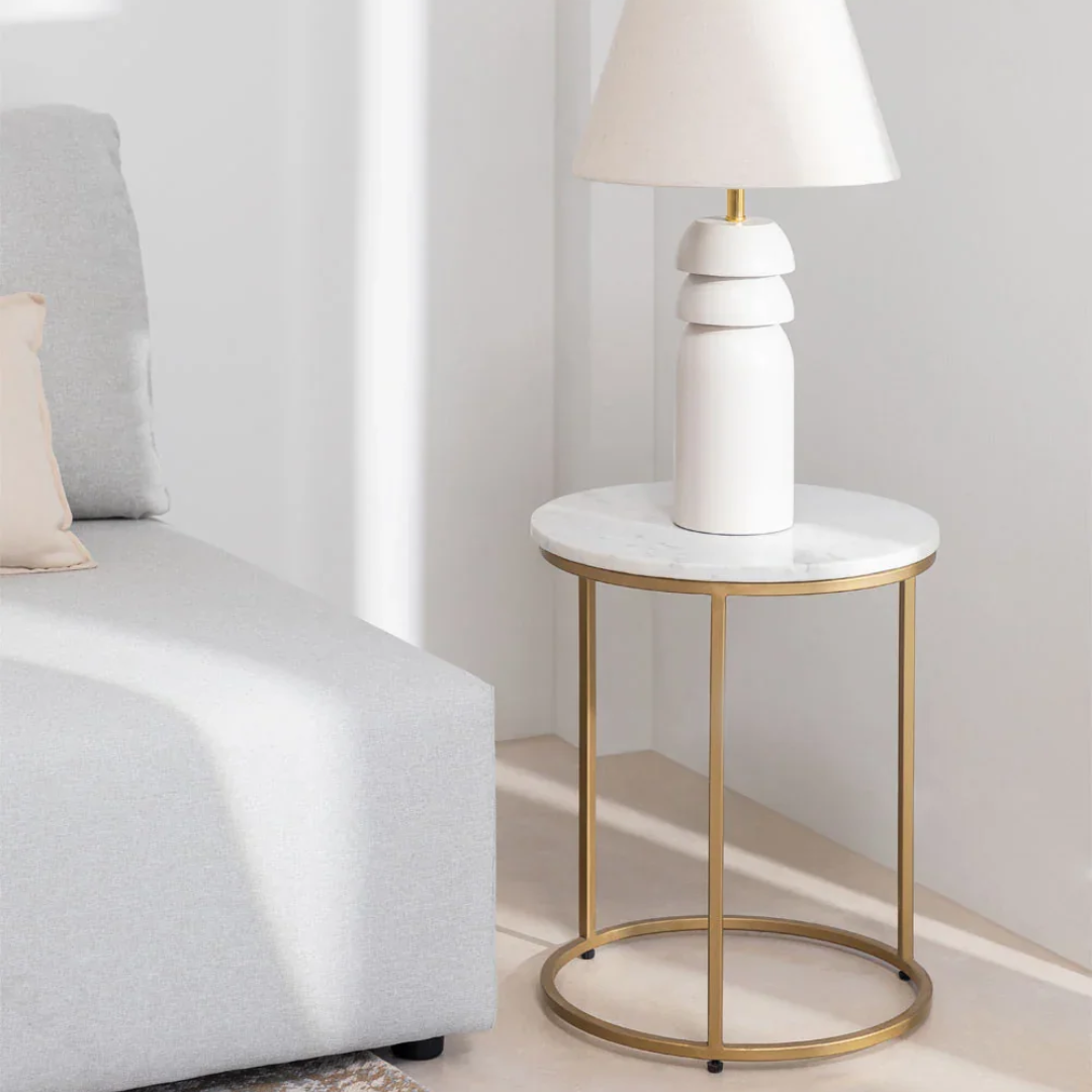 Table d’Appoint Oris – Marbre Véritable Ø40 cm