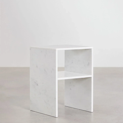 Lot de 2 Tables de Chevet Carrées 35x35 cm – Saphir | Marbre Blanc