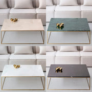 Table Basse Carrée dorée en marbre blanc-  Divers Marbre et Dimensions